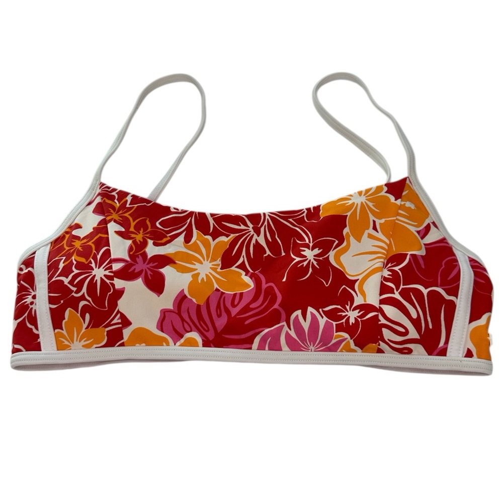 Roxy Bralette Bikini Sea Spray Hilo Hibiscus Pink Orange NWT Women’s Size Small